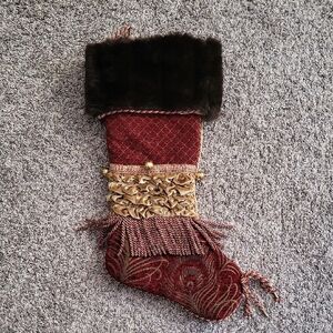 SALE--Elegant Red and Gold Christmas Stocking